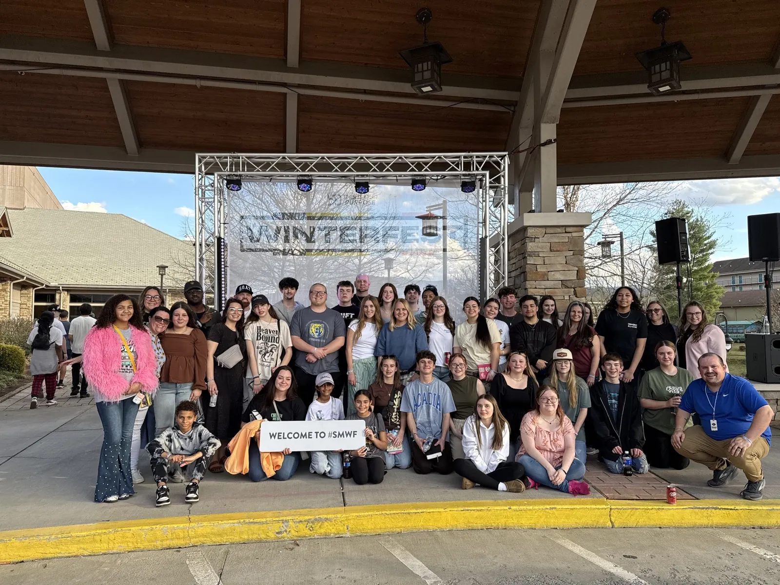 The youth group together at Winterfest